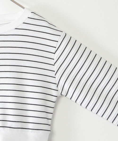 ikka（イッカ）の「【親子コーデ】リップルボーダードッキングワンピース（120~160cm）（ワンピース・キッズ・オフホワイト/ブラック・140/130/120/150/160）」の5枚目の写真