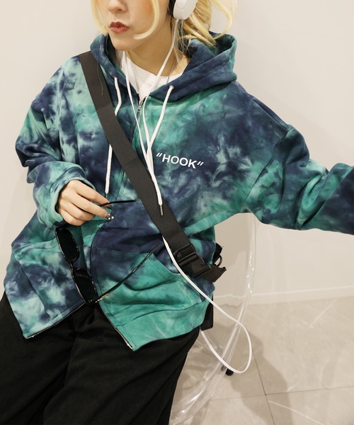 HOOK（フック）の「HOOK -original- タイダイ染めジップパーカー（パーカー・メンズ・ダークグリーン/ミント/レッド・M/L/XL）」の19枚目の写真
