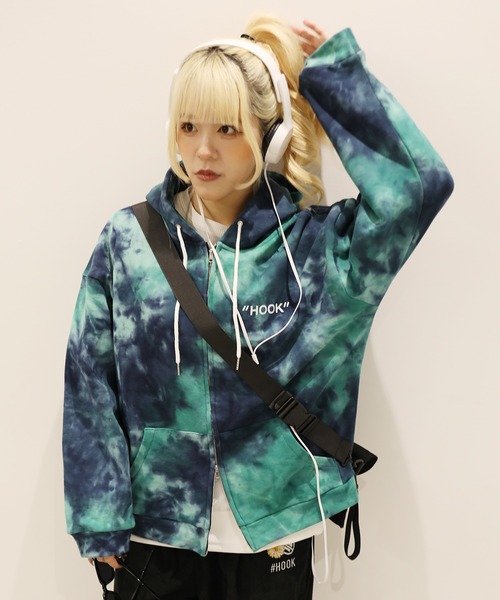リラックス感【D SQUARED2】マーブル染め Cypro パーカー selle glant パーカー MULTI GIMMICK DESIGN DOUBLE ZIP PARKA