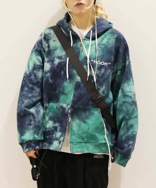 HOOK（フック）の「HOOK -original- タイダイ染めジップパーカー（パーカー・メンズ・ダークグリーン/ミント/レッド・M/L/XL）」の21枚目の写真