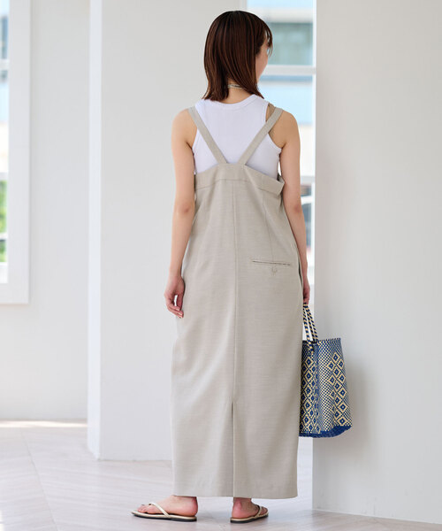 SLOBE IENA(スローブイエナ)の「PEツイルサスペンダージャンスカ(ジャンパースカート・レディース・ベージュ/ブラック・36/38)」の9枚目の写真