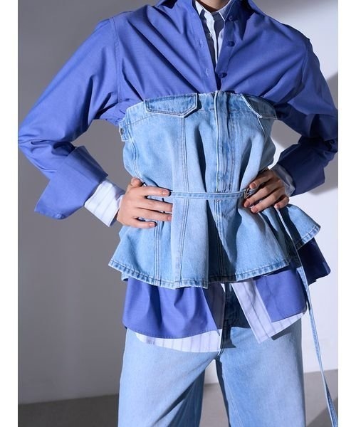 styling/（スタイリング）の「デニムビスチェ（ベスト・レディース・グレー/ライトブルー/ホワイト・FREE）」の12枚目の写真