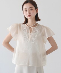 CLEIO | 【CLEIO】テープ刺繍ネックリボン半袖ブラウス(シャツ/ブラウス)