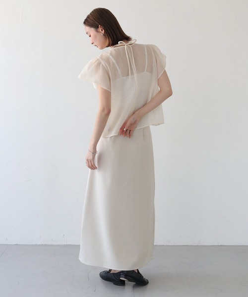 CLEIO(クレイオ)の「【CLEIO】テープ刺繍ネックリボン半袖ブラウス(シャツ/ブラウス・レディース・アイボリー/ブラック・FREE)」の9枚目の写真