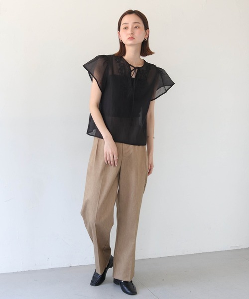 CLEIO(クレイオ)の「【CLEIO】テープ刺繍ネックリボン半袖ブラウス(シャツ/ブラウス・レディース・アイボリー/ブラック・FREE)」の22枚目の写真