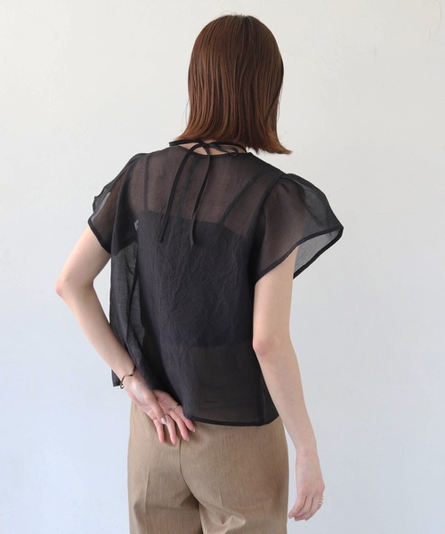CLEIO(クレイオ)の「【CLEIO】テープ刺繍ネックリボン半袖ブラウス(シャツ/ブラウス・レディース・アイボリー/ブラック・FREE)」の14枚目の写真
