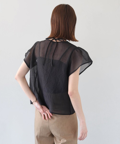 CLEIO(クレイオ)の「【CLEIO】テープ刺繍ネックリボン半袖ブラウス(シャツ/ブラウス・レディース・アイボリー/ブラック・FREE)」の17枚目の写真