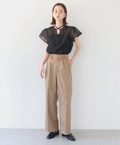 CLEIO(クレイオ)の「【CLEIO】テープ刺繍ネックリボン半袖ブラウス(シャツ/ブラウス・レディース・アイボリー/ブラック・FREE)」の18枚目の写真
