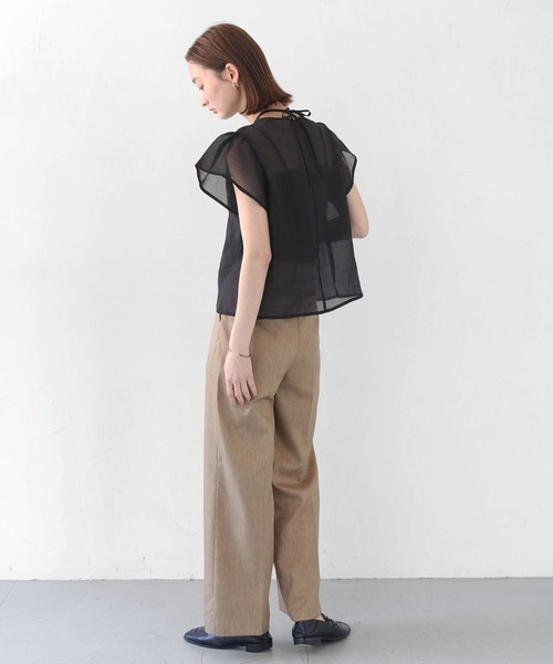 CLEIO(クレイオ)の「【CLEIO】テープ刺繍ネックリボン半袖ブラウス(シャツ/ブラウス・レディース・アイボリー/ブラック・FREE)」の20枚目の写真