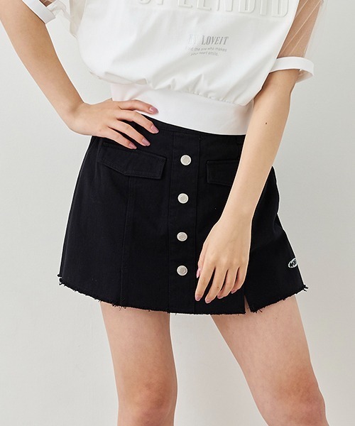 by LOVEiT（バイラビット）の「前釦デニムスカパン（スカート・キッズ・ブラック/サックスブルー/エメラルド/ベージュ・130cm/140cm/150cm/160cm/120cm）」の17枚目の写真