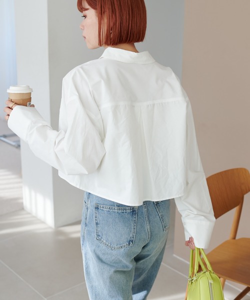 DISCOAT（ディスコート）の「ブロードショートシャツ（シャツ/ブラウス・レディース・オフホワイト/ブルー/サックスブルー・FREE）」の8枚目の写真