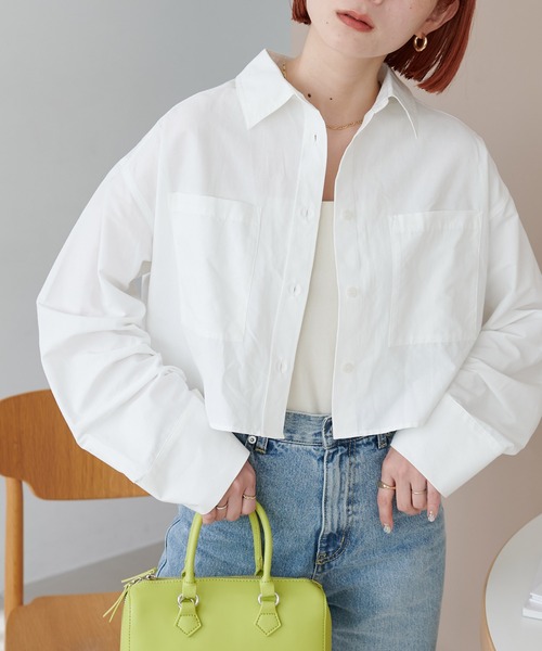 DISCOAT（ディスコート）の「ブロードショートシャツ（シャツ/ブラウス・レディース・オフホワイト/ブルー/サックスブルー・FREE）」の4枚目の写真