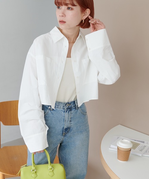 DISCOAT（ディスコート）の「ブロードショートシャツ（シャツ/ブラウス・レディース・オフホワイト/ブルー/サックスブルー・FREE）」の5枚目の写真