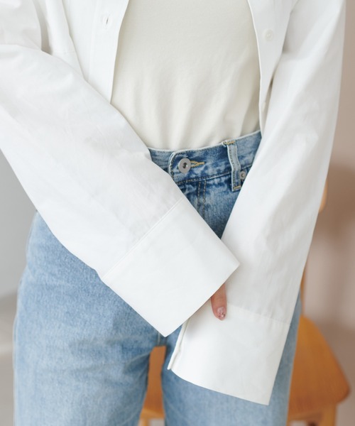 DISCOAT（ディスコート）の「ブロードショートシャツ（シャツ/ブラウス・レディース・オフホワイト/ブルー/サックスブルー・FREE）」の13枚目の写真