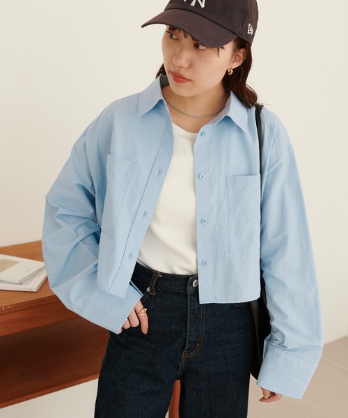 DISCOAT（ディスコート）の「ブロードショートシャツ（シャツ/ブラウス・レディース・オフホワイト/ブルー/サックスブルー・FREE）」の18枚目の写真