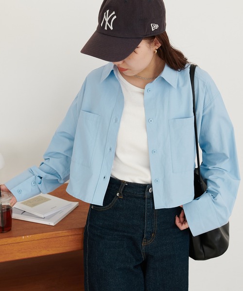 DISCOAT（ディスコート）の「ブロードショートシャツ（シャツ/ブラウス・レディース・オフホワイト/ブルー/サックスブルー・FREE）」の19枚目の写真