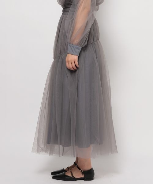 mysty woman（ミスティウーマン）の「ティアードチュールスカート 108217（スカート・レディース・アイボリー/チャコールグレー/ライトグリーン・FREE）」の14枚目の写真