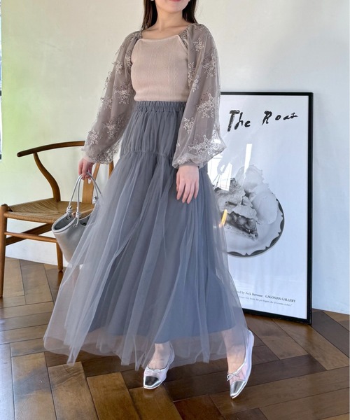 mysty woman（ミスティウーマン）の「ティアードチュールスカート 108217（スカート・レディース・アイボリー/チャコールグレー/ライトグリーン・FREE）」の22枚目の写真