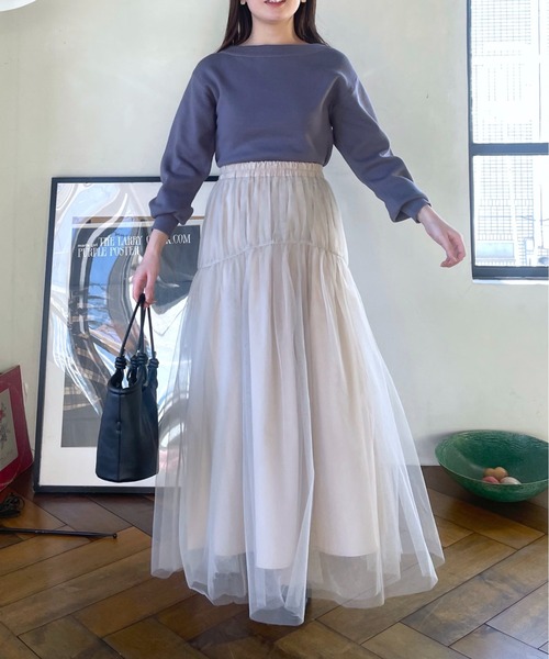 mysty woman（ミスティウーマン）の「ティアードチュールスカート 108217（スカート・レディース・アイボリー/チャコールグレー/ライトグリーン・FREE）」の19枚目の写真