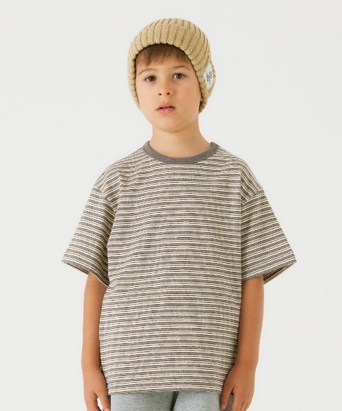 Smoothy（スムージー）の「Smoothy Multi border Tee / スムージー マルチボーダーTシャツ（Tシャツ/カットソー・キッズ・ブルー/グレー/ベージュ・SMALL/MEDIUM/LARGE/X-LARGE）」の2枚目の写真