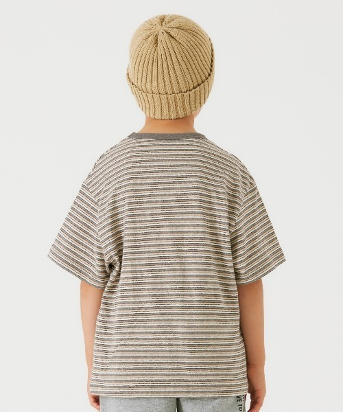 Smoothy（スムージー）の「Smoothy Multi border Tee / スムージー マルチボーダーTシャツ（Tシャツ/カットソー・キッズ・ブルー/グレー/ベージュ・SMALL/MEDIUM/LARGE/X-LARGE）」の9枚目の写真