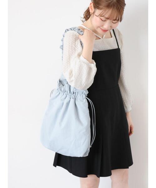 ehka sopo(エヘカソポ)の「くしゅくしゅギャザートートバッグ(ハンドバッグ・レディース・サックスブルー/グリーン/キナリ・F)」の5枚目の写真