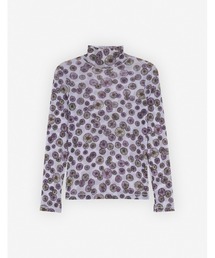 FLOATING FLOWERS MESH HIGH NECK TOP