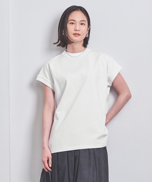 ATON(エイトン)の「<ATON>AIR OVER カットソー(Tシャツ/カットソー・レディース・ホワイト/ブラック・1)」の1枚目の写真