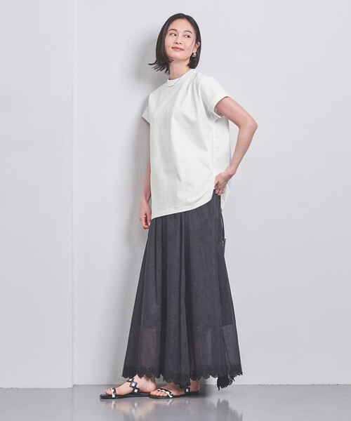 ATON(エイトン)の「<ATON>AIR OVER カットソー(Tシャツ/カットソー・レディース・ホワイト/ブラック・1)」の4枚目の写真