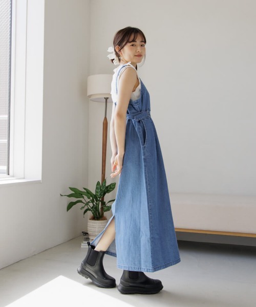 No.38 ハンドメイド犬服 デニム風カシュクールバルーンワンピース セール】カシュクールデニムワンピース（ワンピース）｜flower