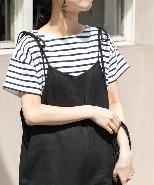 FORK&SPOON(フォークアンドスプーン)の「FORK&SPOON ボートネックボーダーショートスリーブ(Tシャツ/カットソー・レディース・ブルー系その他/グリーン系その他/グレー系その他/ホワイト系その他・1)」の1枚目の写真