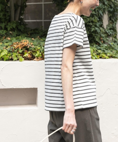 FORK&SPOON(フォークアンドスプーン)の「FORK&SPOON ボートネックボーダーショートスリーブ(Tシャツ/カットソー・レディース・ブルー系その他/グリーン系その他/グレー系その他/ホワイト系その他・1)」の8枚目の写真