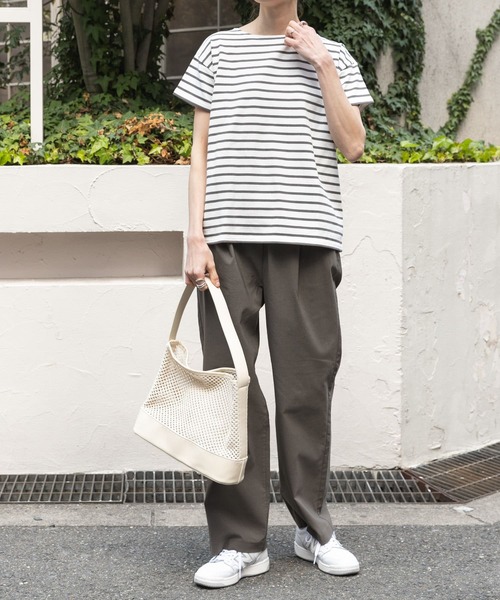 FORK&SPOON(フォークアンドスプーン)の「FORK&SPOON ボートネックボーダーショートスリーブ(Tシャツ/カットソー・レディース・ブルー系その他/グリーン系その他/グレー系その他/ホワイト系その他・1)」の9枚目の写真
