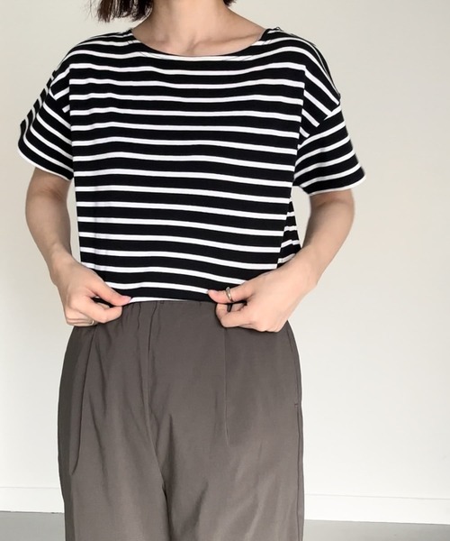 FORK&SPOON(フォークアンドスプーン)の「FORK&SPOON ボートネックボーダーショートスリーブ(Tシャツ/カットソー・レディース・ブルー系その他/グリーン系その他/グレー系その他/ホワイト系その他・1)」の15枚目の写真
