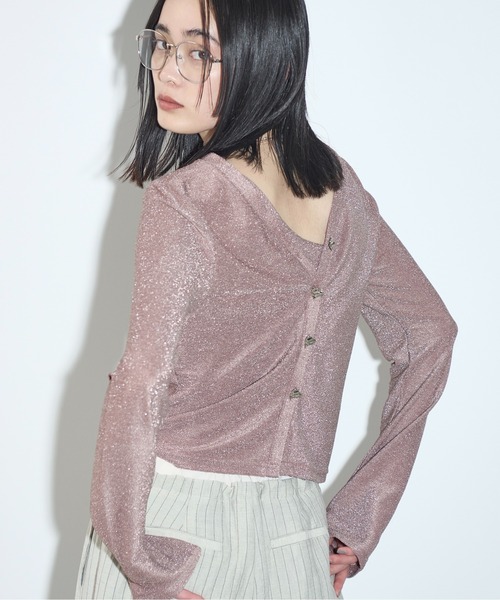 THE YOn(ザヨン)の「2WAYハートボタングリッターカーデトップス(カーディガン/ボレロ・レディース・アイボリー/レモンイエロー/ブラウン/ブラック・FREE)」の3枚目の写真