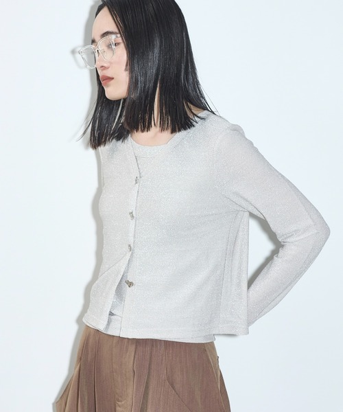 THE YOn(ザヨン)の「2WAYハートボタングリッターカーデトップス(カーディガン/ボレロ・レディース・アイボリー/レモンイエロー/ブラウン/ブラック・FREE)」の6枚目の写真