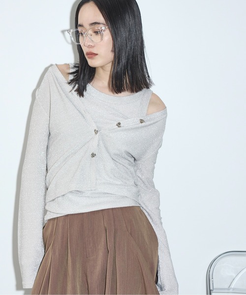 THE YOn(ザヨン)の「2WAYハートボタングリッターカーデトップス(カーディガン/ボレロ・レディース・アイボリー/レモンイエロー/ブラウン/ブラック・FREE)」の9枚目の写真