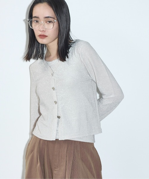 THE YOn(ザヨン)の「2WAYハートボタングリッターカーデトップス(カーディガン/ボレロ・レディース・アイボリー/レモンイエロー/ブラウン/ブラック・FREE)」の5枚目の写真