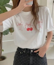 チェリーリボンプリントTシャツ