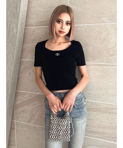 GYDA(ジェイダ)の「Symmetry GYDAサイドメッシュニットトップス(ニット/セーター・レディース・その他1/ライム/オフホワイト/ブラック・FREE)」の17枚目の写真