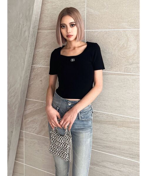 GYDA(ジェイダ)の「Symmetry GYDAサイドメッシュニットトップス(ニット/セーター・レディース・その他1/ライム/オフホワイト/ブラック・FREE)」の19枚目の写真