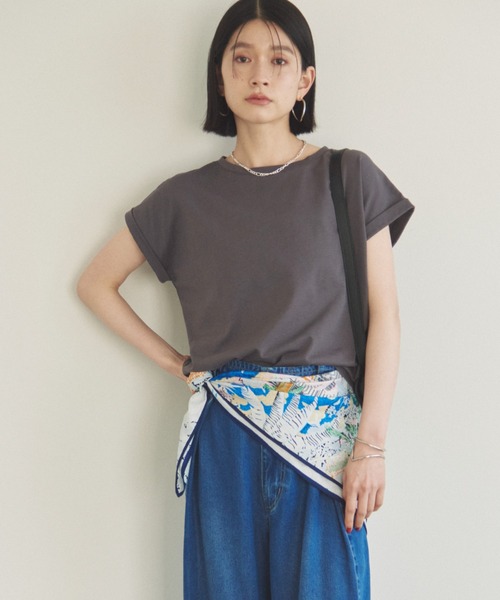 サイズ展開有】袖折り返しTシャツ（Tシャツ/カットソー）｜DOUX