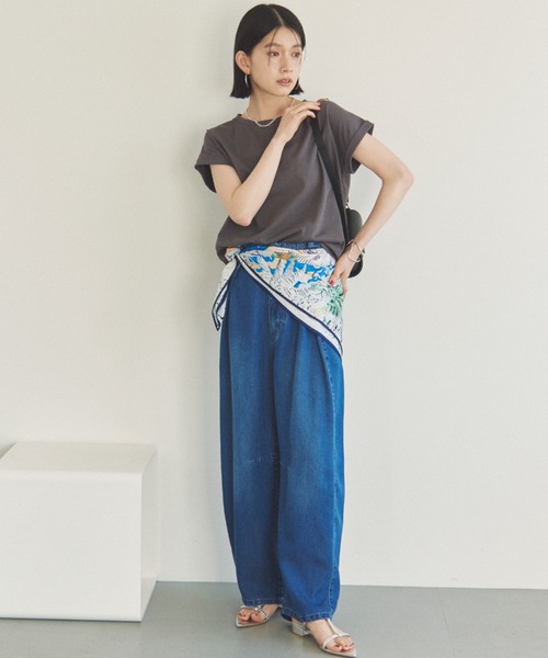 サイズ展開有】袖折り返しTシャツ（Tシャツ/カットソー）｜DOUX