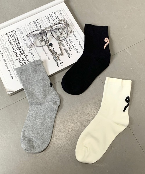 non-hedge(ノンヘッジ)の「バックリボンモチーフソックス(ソックス/靴下・レディース・ブラック/ホワイト/グレー・FREE)」の22枚目の写真