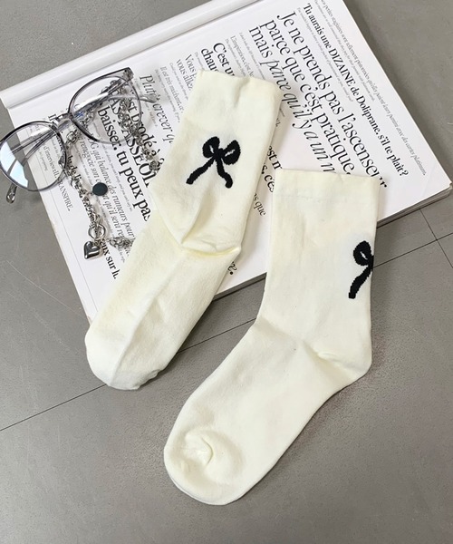 non-hedge(ノンヘッジ)の「バックリボンモチーフソックス(ソックス/靴下・レディース・ブラック/ホワイト/グレー・FREE)」の12枚目の写真