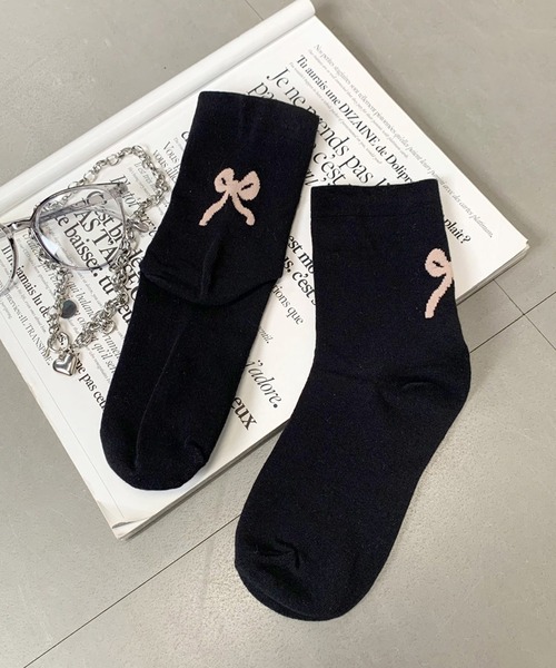 non-hedge(ノンヘッジ)の「バックリボンモチーフソックス(ソックス/靴下・レディース・ブラック/ホワイト/グレー・FREE)」の18枚目の写真