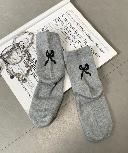 non-hedge(ノンヘッジ)の「バックリボンモチーフソックス(ソックス/靴下・レディース・ブラック/ホワイト/グレー・FREE)」の9枚目の写真