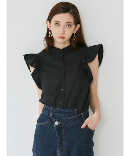 MURUA（ムルーア）の「スタンドカラーフリルブラウス（シャツ/ブラウス・レディース・ホワイト/オレンジ/ブルー/ブラック・FREE）」の5枚目の写真