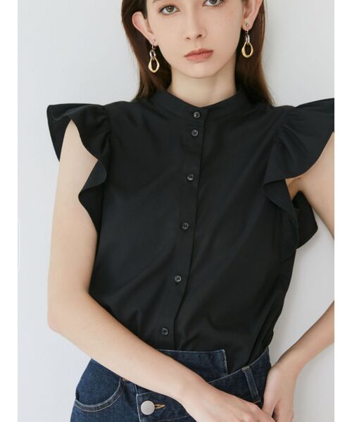 MURUA（ムルーア）の「スタンドカラーフリルブラウス（シャツ/ブラウス・レディース・ホワイト/オレンジ/ブルー/ブラック・FREE）」の11枚目の写真