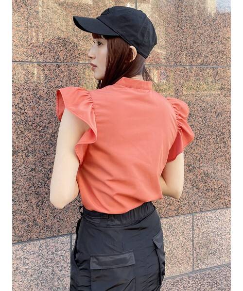 MURUA（ムルーア）の「スタンドカラーフリルブラウス（シャツ/ブラウス・レディース・ホワイト/オレンジ/ブルー/ブラック・FREE）」の13枚目の写真